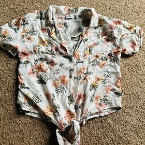 Floral Button-Up Tie-Front Shirt